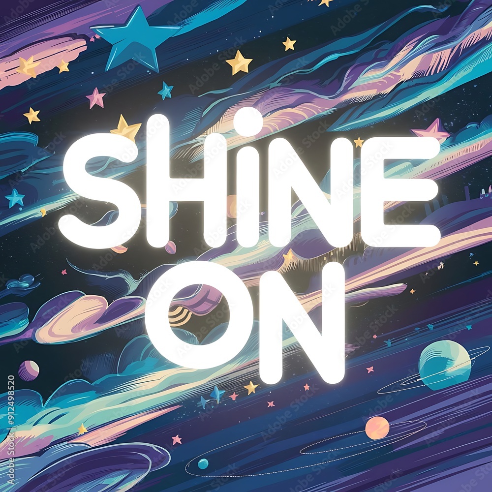 Shine On, Star colorful background and text (T-shirt Design Motivational Quote, Illustration ,Typography) Shine On, Star colorful background and text (T-shirt Design Motivational Quote, Illustration ,Typography)