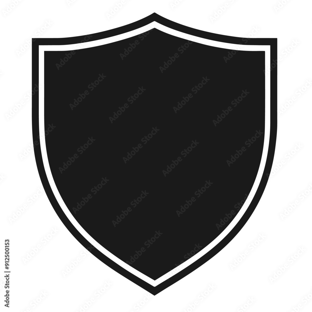 Clean black and white vector silhouette of a Shield isolated on white background Clean black and white vector silhouette of a Shield isolated on white background
