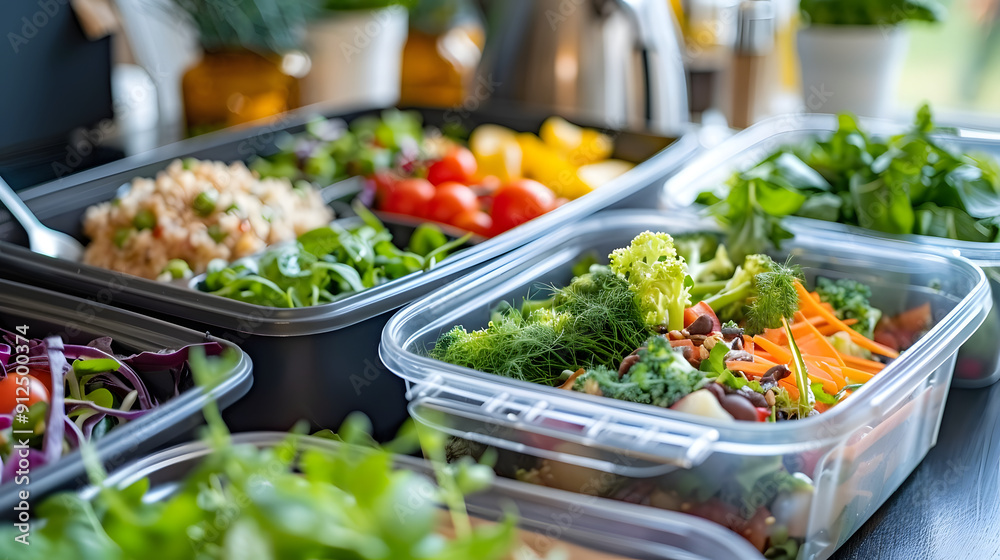 Family meal prep and healthy eating concept in modern kitchen Family meal prep and healthy eating concept in modern kitchen