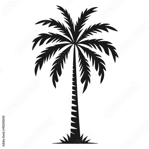 Clean black and white vector silhouette of a Palm Tree isolated on white background