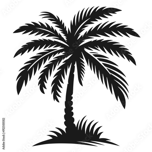 Clean black and white vector silhouette of a Palm Tree isolated on white background