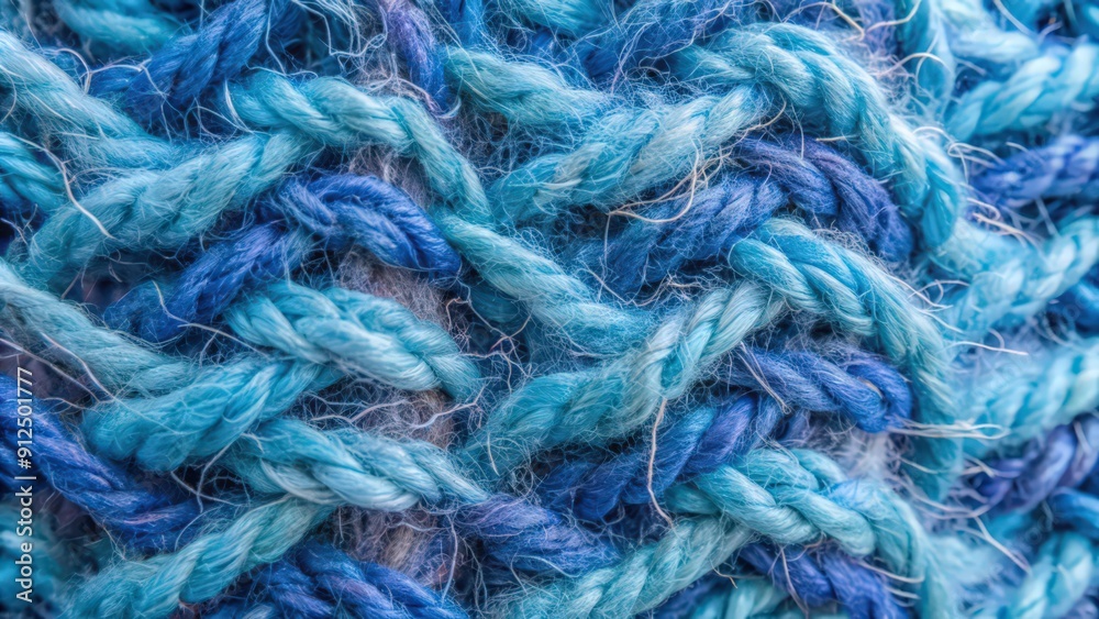 Fototapeta premium Close-up of Blue and Light Blue Knitted Fabric