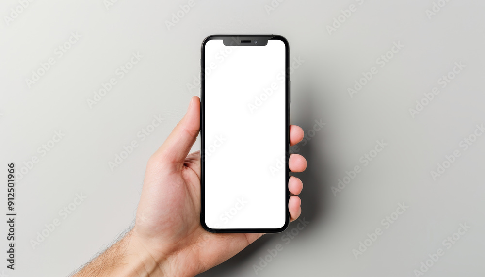Digital Mockup for Design Presentation - Male Hand Holding Smartphone with Blank Screen Digital Mockup for Design Presentation - Male Hand Holding Smartphone with Blank Screen