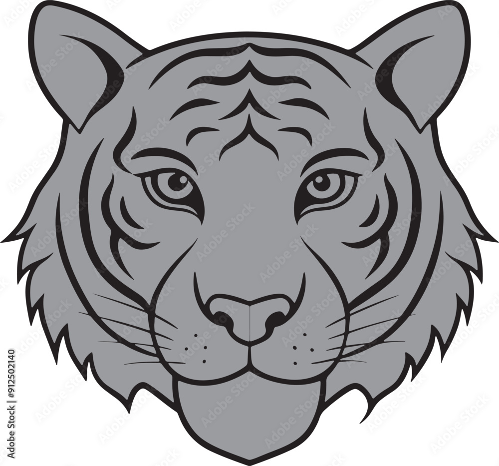 Tiger head vector art illustration on a white background Tiger head vector art illustration on a white background