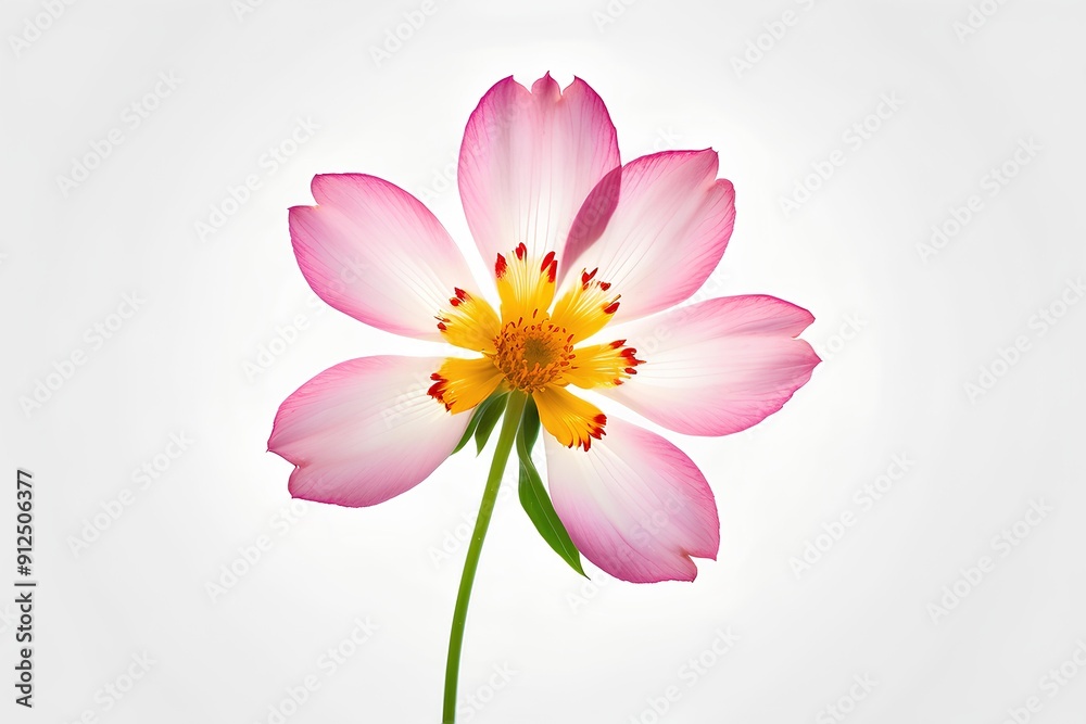 delicate pink flower with soft petals, beautifully contrasted against a white background, symbolizing the gentle and fleeting beauty of nature in its most tender form