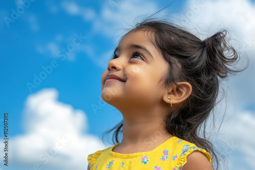 Wallpaper Mural Indian girl smile playing sunlight during summer vacation, mental health Torontodigital.ca