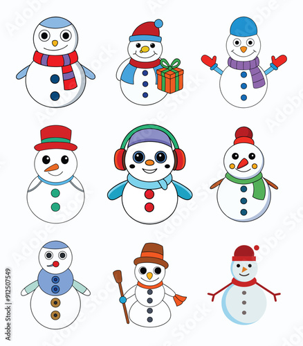 Kawaii Christmas Snowman Bundle with Holiday Accessories