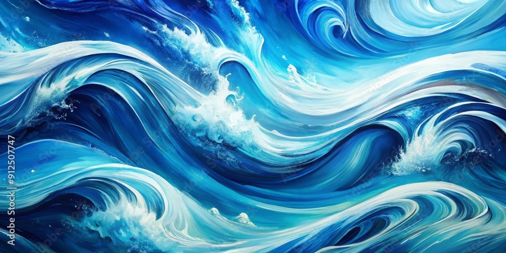 Vibrant blue and white abstract background featuring expressive, swirling brush strokes resembling ocean waves, adding a dynamic touch to any design or visual project. Vibrant blue and white abstract background featuring expressive, swirling brush strokes resembling ocean waves, adding a dynamic touch to any design or visual project.