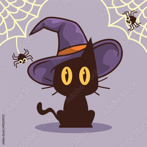 Halloween cute cat cartoon character drawing vector illustrations