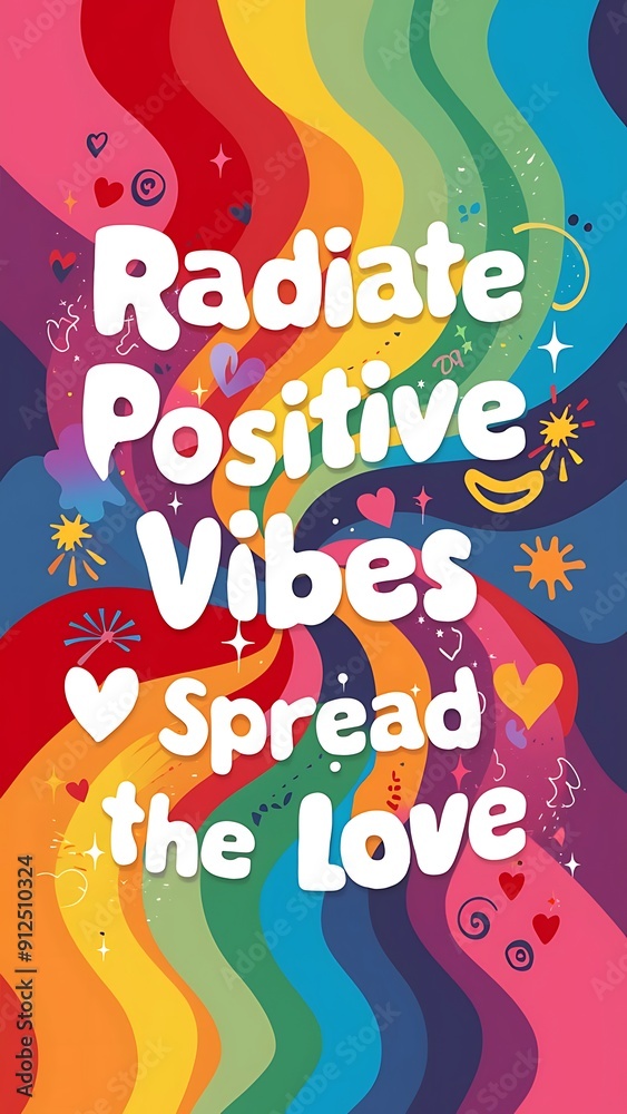 Radiate Positive Vibes colorful background and text (T-shirt Design Motivational Quote, Illustration ,Typography) Radiate Positive Vibes colorful background and text (T-shirt Design Motivational Quote, Illustration ,Typography)