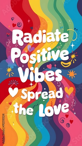 Wallpaper Mural Radiate Positive Vibes colorful background and text (T-shirt Design Motivational Quote, Illustration ,Typography) Torontodigital.ca