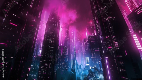 Neon Cityscape - A Futuristic Urban Landscape