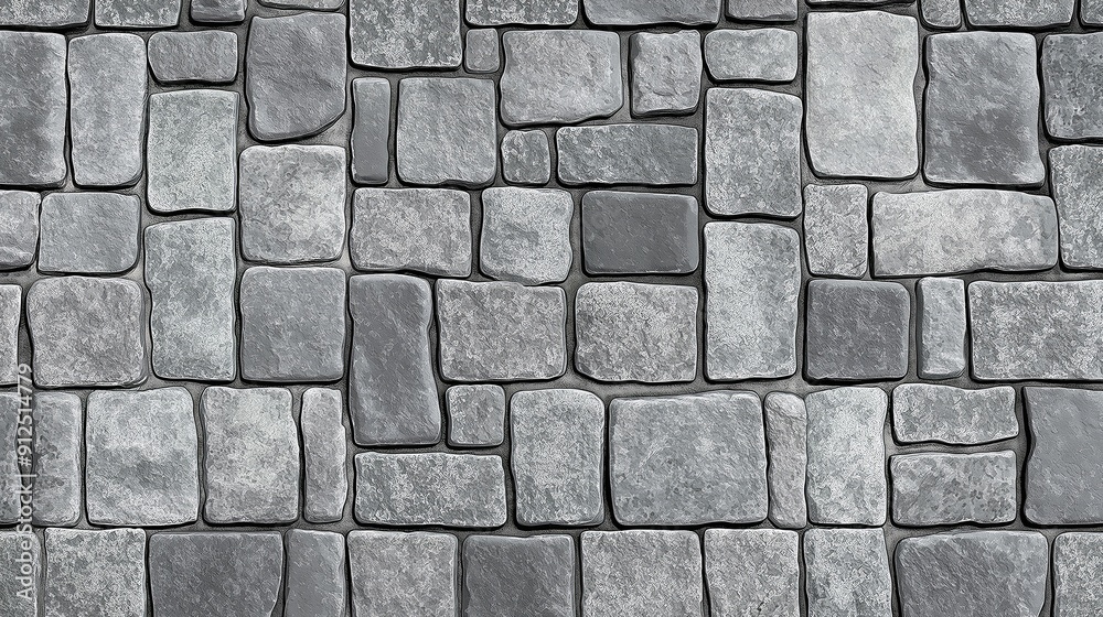 Gray stone tile masonry seamless texture top view background