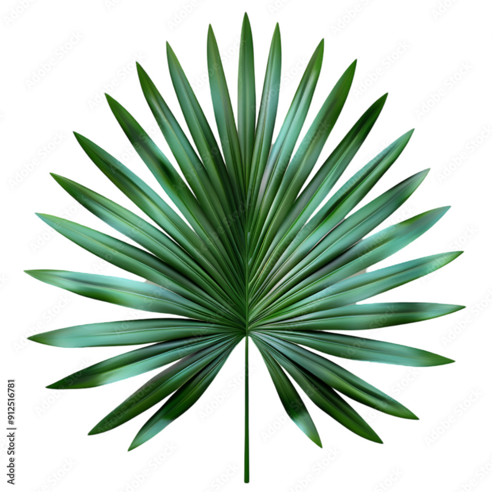 Isolated image of a vibrant green palm leaf on a black background perfect for design projects or creating tropical themed artwork. Isolated image of a vibrant green palm leaf on a black background perfect for design projects or creating tropical themed artwork.