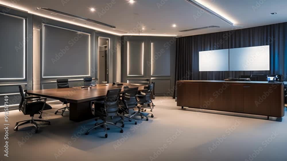 Futuristic Lighting Enhances Professional Ambiance in Video Interview Room Futuristic Lighting Enhances Professional Ambiance in Video Interview Room