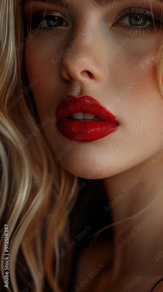 Portrait of a woman with red lips Portrait of a woman with red lips