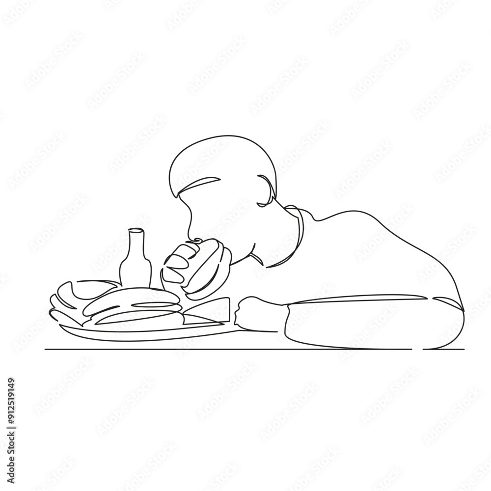 One continuous single drawing line art flat doodle hamburger, competition, burger, food, snack, meal, tasty, eat, game. Isolated image hand draw contour on a white background
One continuous single drawing line art flat doodle hamburger, competition, burger, food, snack, meal, tasty, eat, game. Isolated image hand draw contour on a white background