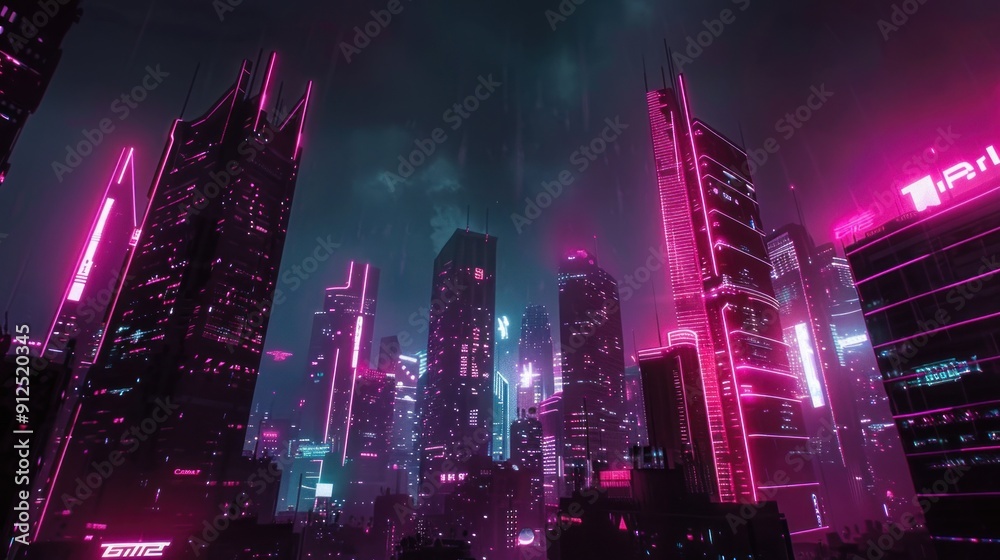 Neon Cityscape: A Futuristic View Neon Cityscape: A Futuristic View