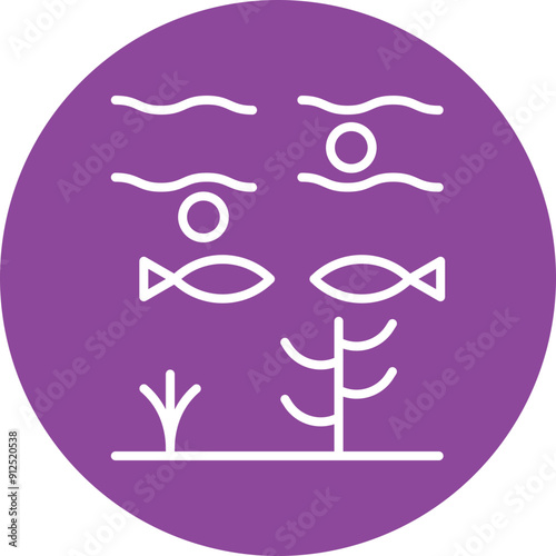 Underwater line circle icon