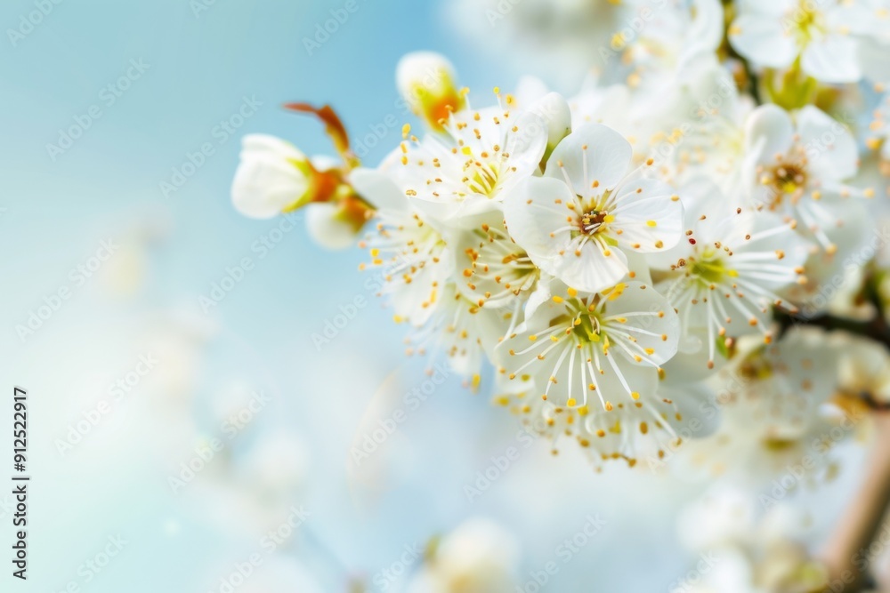 Delicate White Blossoms Dance Beneath a Gentle Spring Sky at Sunset Delicate White Blossoms Dance Beneath a Gentle Spring Sky at Sunset