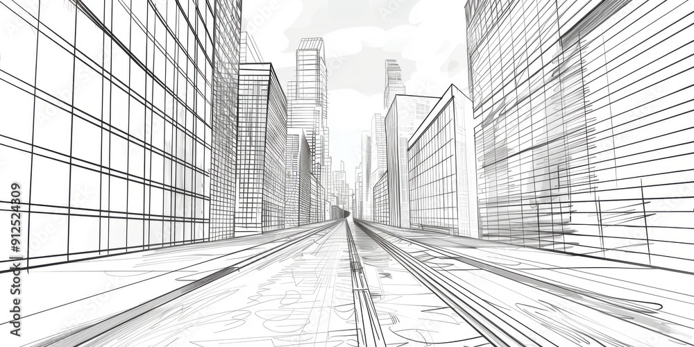 Fototapeta premium Draw sketch architecture