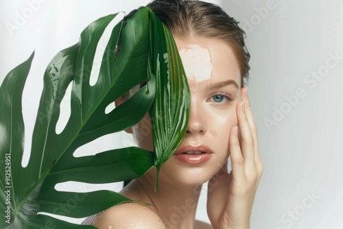 Enchanting Evening Portrait of Tiana in a Tropical Oasis With Lush Greenery and Serene Beauty Rituals photo