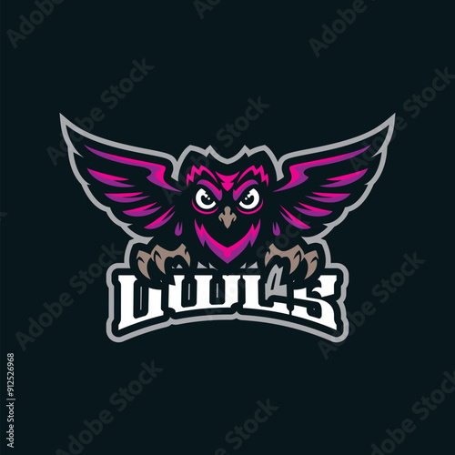 Owl mascot logo design with modern illustration concept style for badge, emblem and t shirt printing. Owl illustration for sport and esport team.