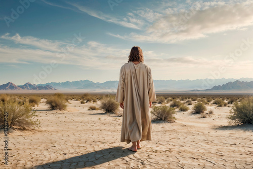 Scene of Jesus Walking Through the Desert