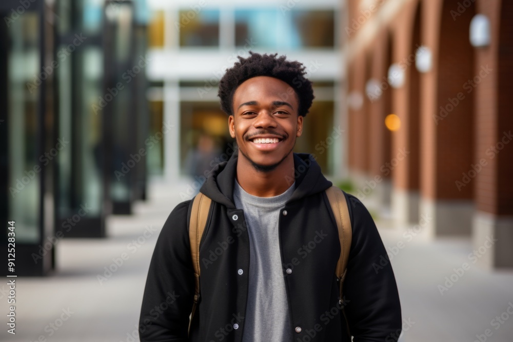 Portrait of a smiling American male student on college campus