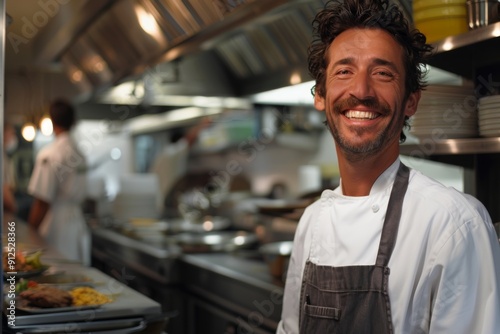 Portrait of a smiling American chef in the kitchen