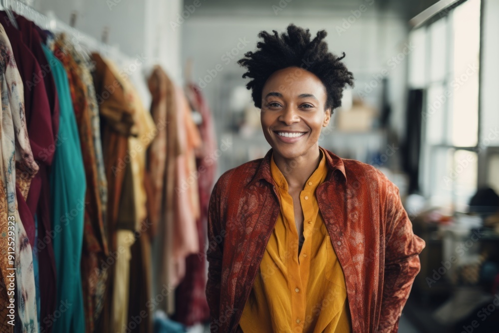 Fototapeta premium Portrait of a smiling female fashion designer