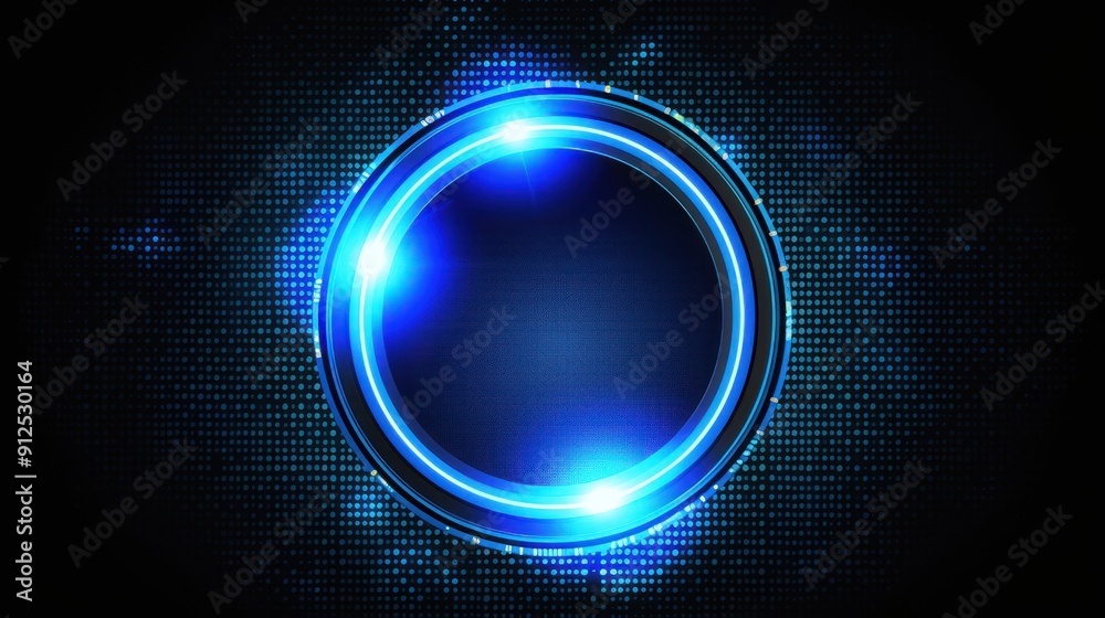 Fototapeta premium Glowing Blue Circle on a Black Background