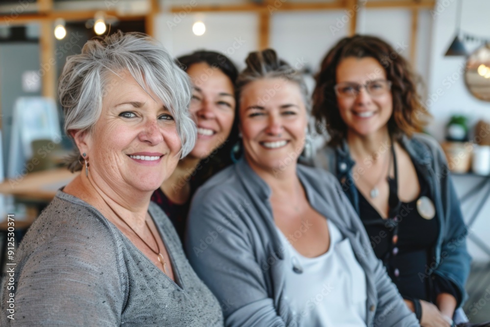 Portrait of a smiling group of body positive middle aged women Portrait of a smiling group of body positive middle aged women