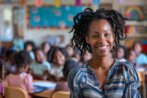 Portrait of a smiling female African American kindergarten teacher