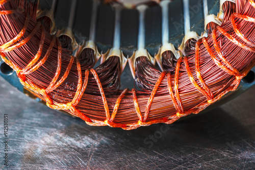 Photography Copper winding of stator the electric motor