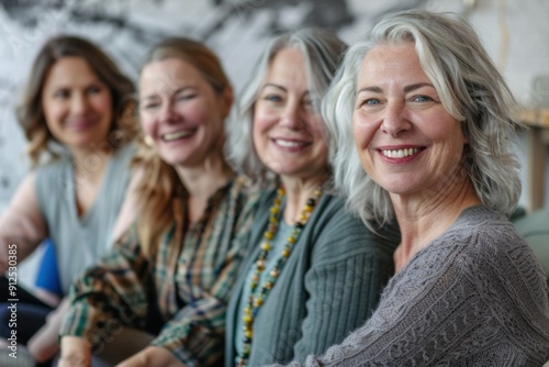Portrait of a smiling group of body positive middle aged women