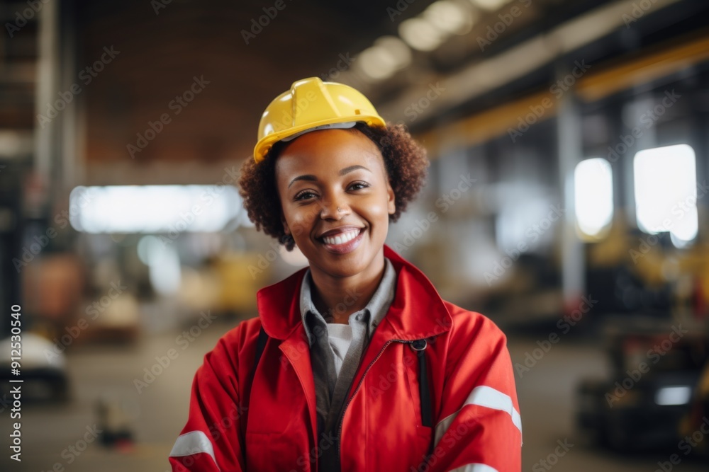 Portrait of a smiling African American female factory worker Portrait of a smiling African American female factory worker