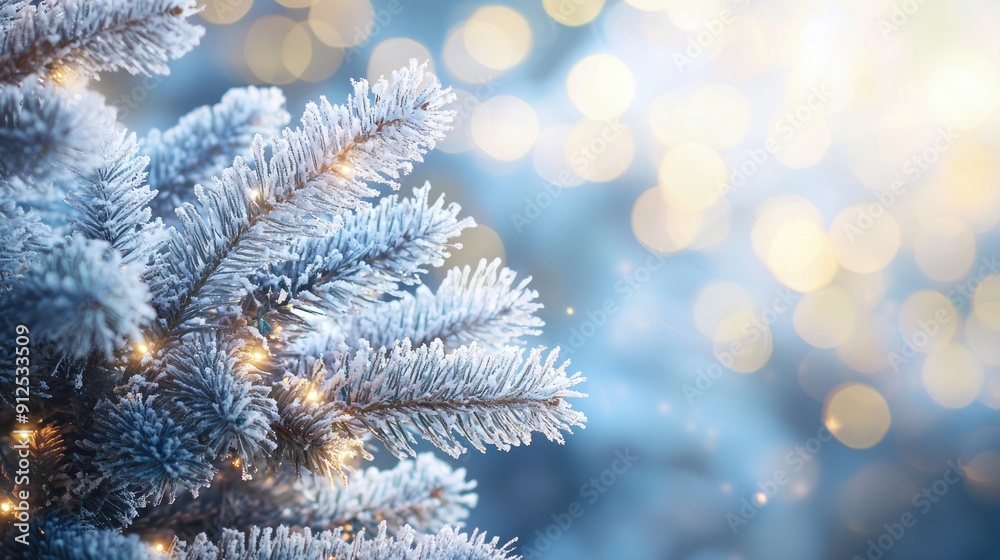 Frost-covered pine branches on a winter morning Generative AI Frost-covered pine branches on a winter morning Generative AI