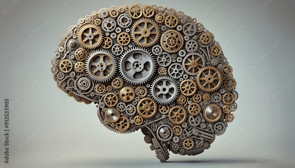 Cerebro conformado por engranes de diferentes tamaños, de colores, muestra una maquinaria perfecta, creativa, colorida, imaginativa. Neurociencias. Cerebro conformado por engranes de diferentes tamaños, de colores, muestra una maquinaria perfecta, creativa, colorida, imaginativa. Neurociencias.