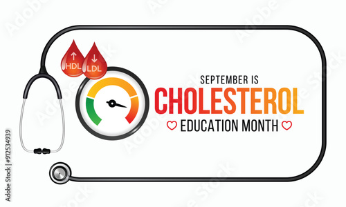 National Cholesterol Education month is observed every year during September, to raise awareness about cardiovascular disease, cholesterol, and stroke. Vector illustration