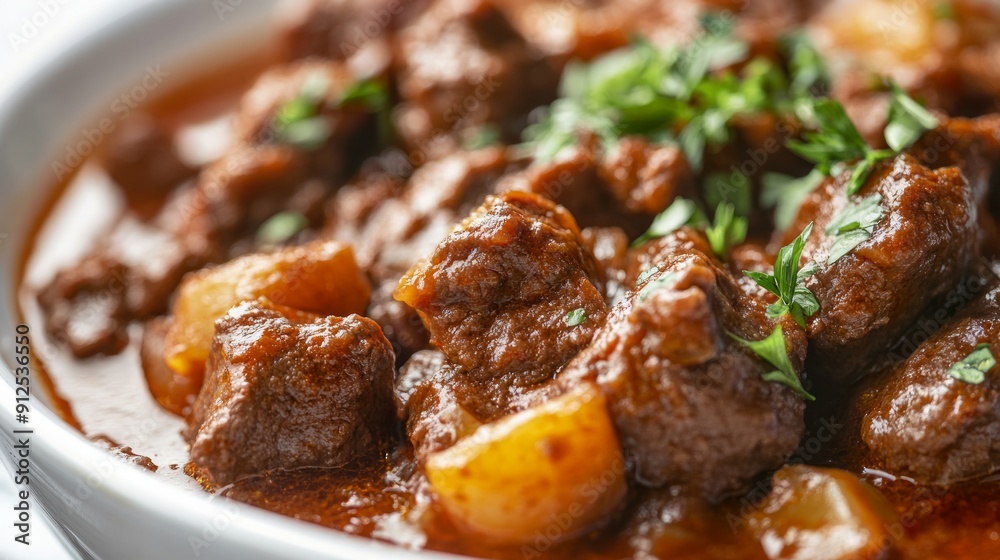 Close-up of Beef Stew with Parsley Garnish Close-up of Beef Stew with Parsley Garnish