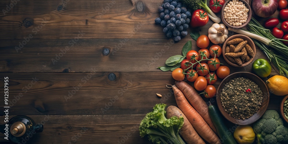 Fresh vegetables and fruits on table Fresh vegetables and fruits on table