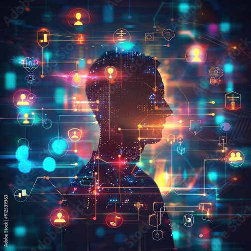 Digital Connection: The Silhouette of Human and Technology