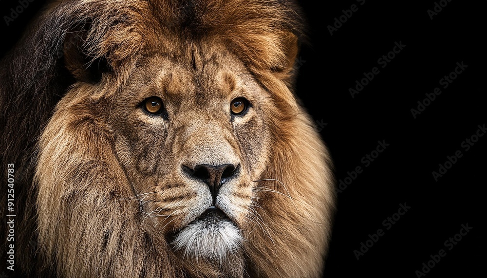 Isolated image of a majestic lion head.