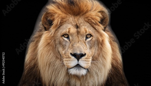 Isolated image of a majestic lion head.