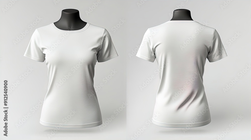 Stylish Plain White T-Shirt on Invisible Mannequin: Perfect for Sports Interior Posters - Showcase Short Sleeves & Textured Fabric Against Soft Gray Background! Stylish Plain White T-Shirt on Invisible Mannequin: Perfect for Sports Interior Posters - Showcase Short Sleeves & Textured Fabric Against Soft Gray Background!