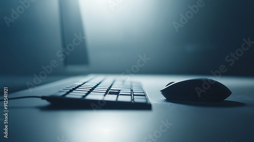 Keyboard and Mouse on Minimalist Desk