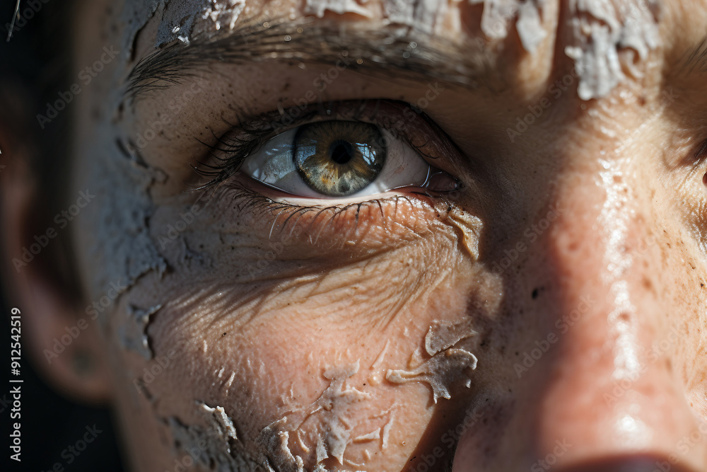 Generative AI picture of a young person with a cracked face Stock Photo ...