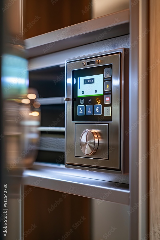 Digital smart safe with a touchscreen interface, illustrating modern technology integrated into traditional security solutions. Digital smart safe with a touchscreen interface, illustrating modern technology integrated into traditional security solutions.