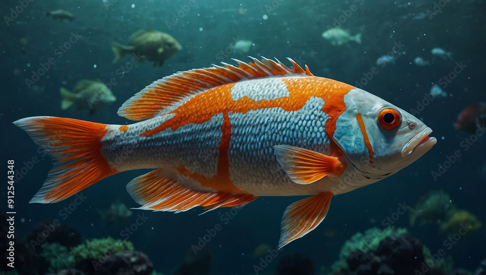 Naklejka premium Beautiful Golden Fish in Sea tank